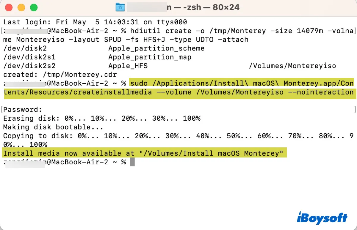 Create bootable Monterey installer on the empty disk